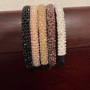 5 Pieces Rhinestone Hair Band 4 Rows Crystal